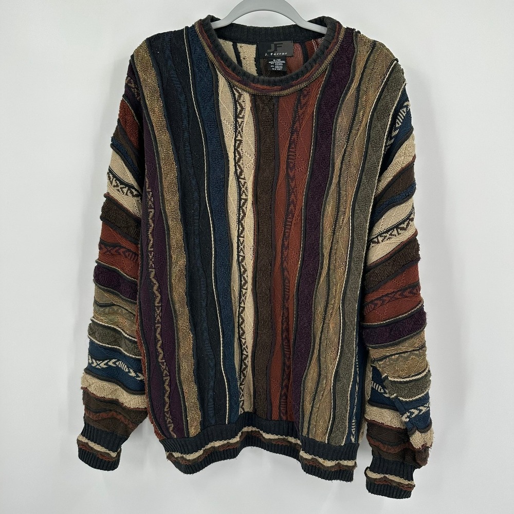 Mens Grandpa 3D Knit Sweater Size XL Abstract Hip Hop Biggie Streetwear Textured